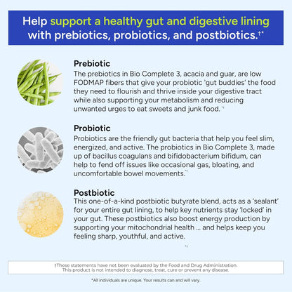 Gundry MD Bio Complete 3 3-in-1 Probiotics for Gut Health 30 Day Supply